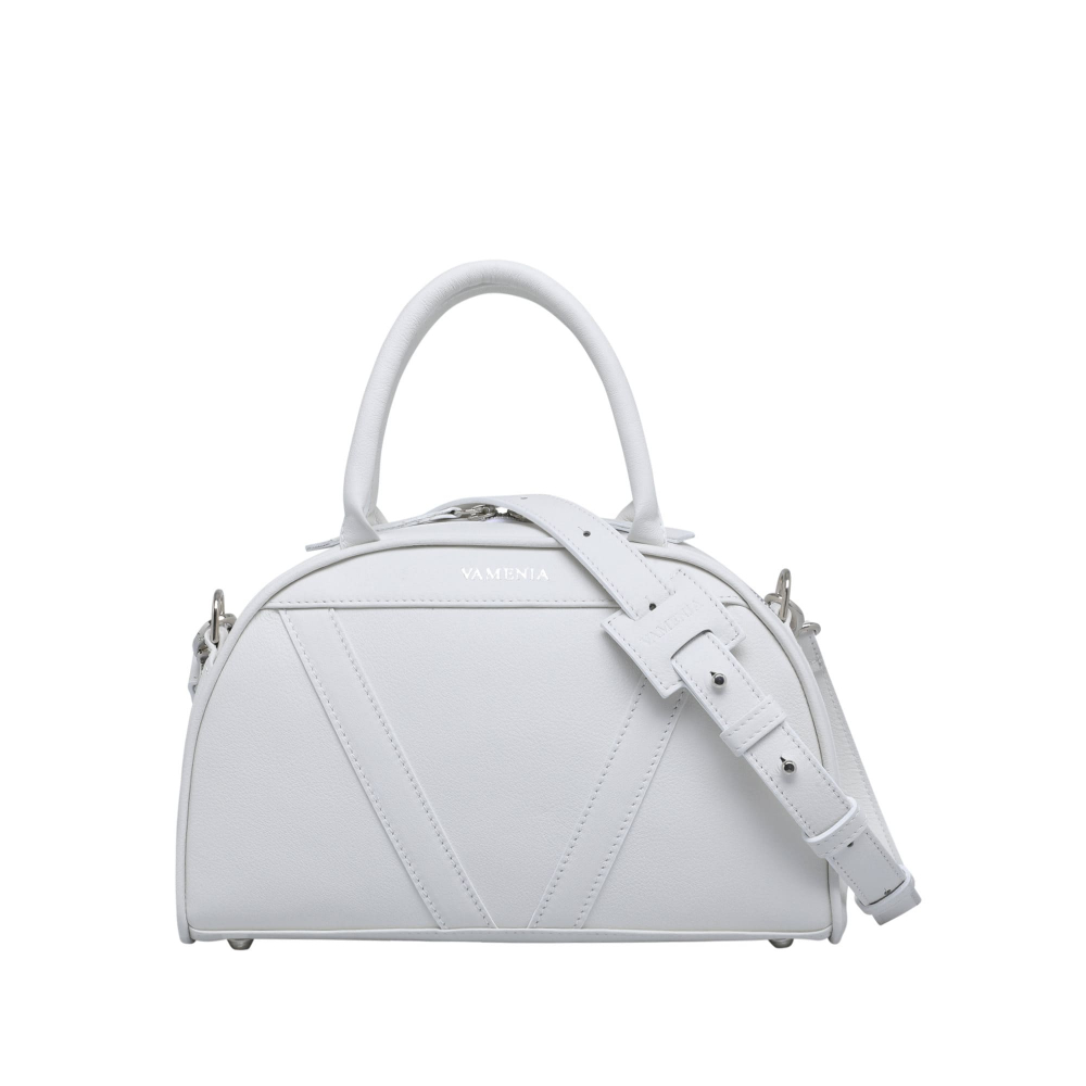 Handle bag as crossbody bag made of nappa leather white
